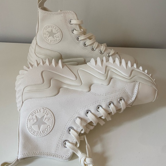 Converse Run Star Motion Beige White Unisex Casual Platform Shoes A03242C - Picture 3 of 9